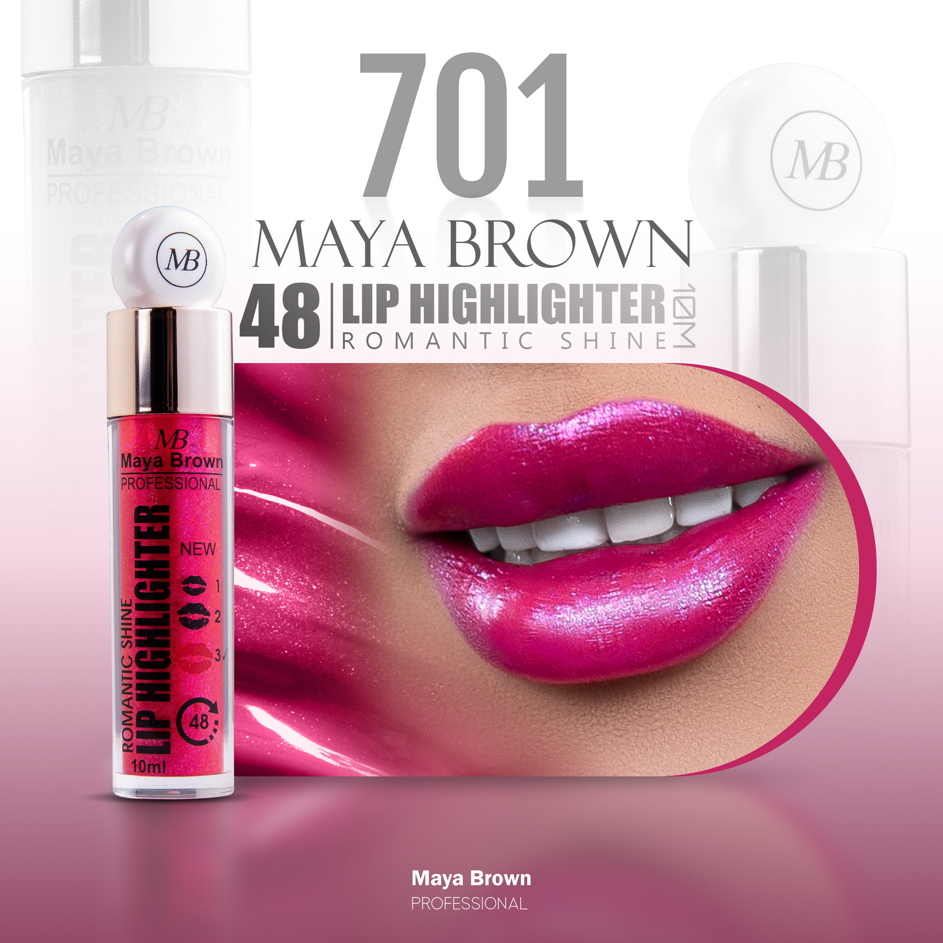 هایلایتر لب مایع ۲۴ساعته مایابراون۷۰۱ MAYA BROWN