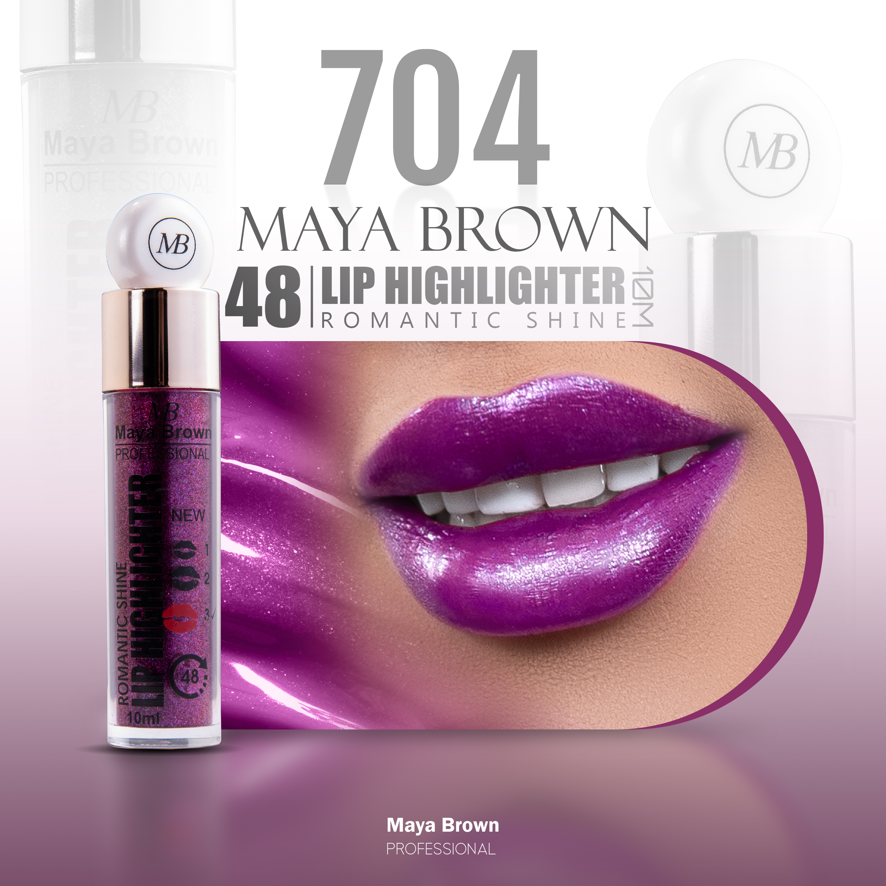 هایلایتر لب مایع ۲۴ساعته مایابراون۷۰۴ MAYA BROWN