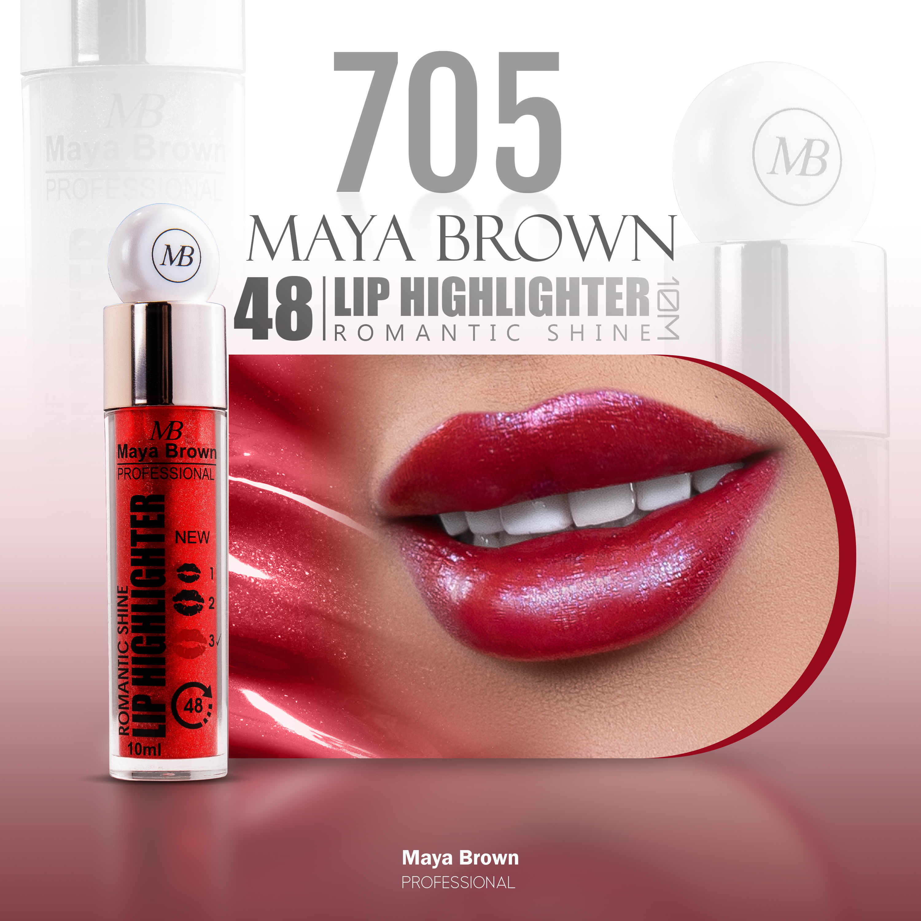 هایلایتر لب مایع ۲۴ساعته مایابراون۷۰۵ MAYA BROWN