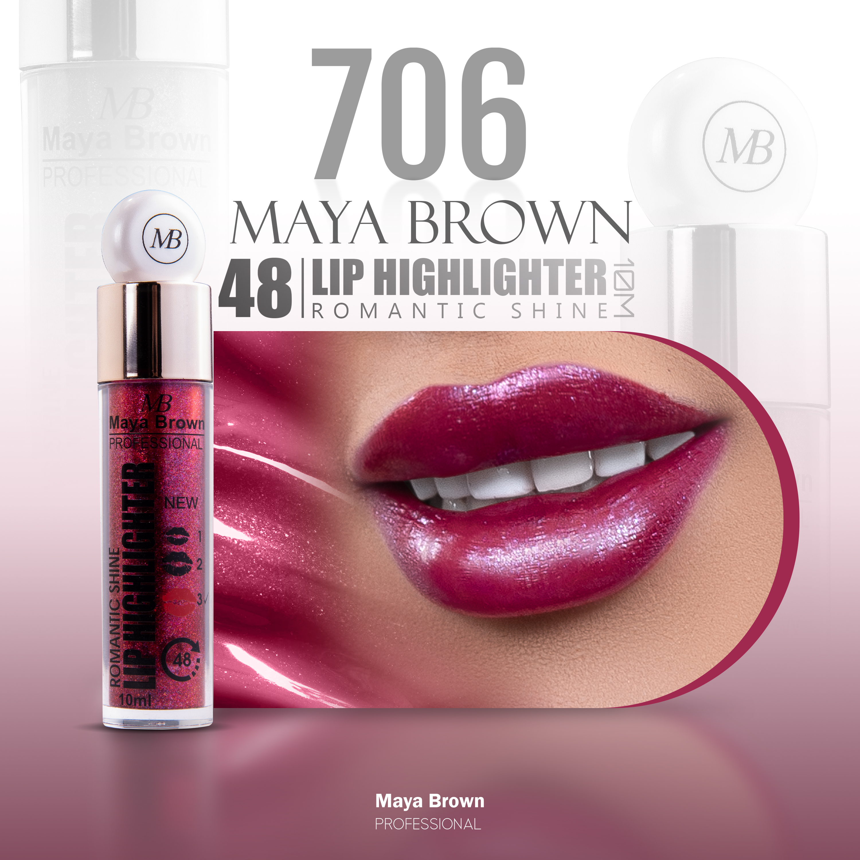 هایلایتر لب مایع ۲۴ساعته مایابراون۷۰۶ MAYA BROWN