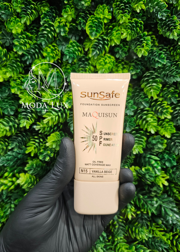 کرم ضد آفتاب سان سیف مدل MAQUISUN SPF50 حجم ۴۰ میلیلیتر مناسب انواع پوست رنگ بژ وانیلی